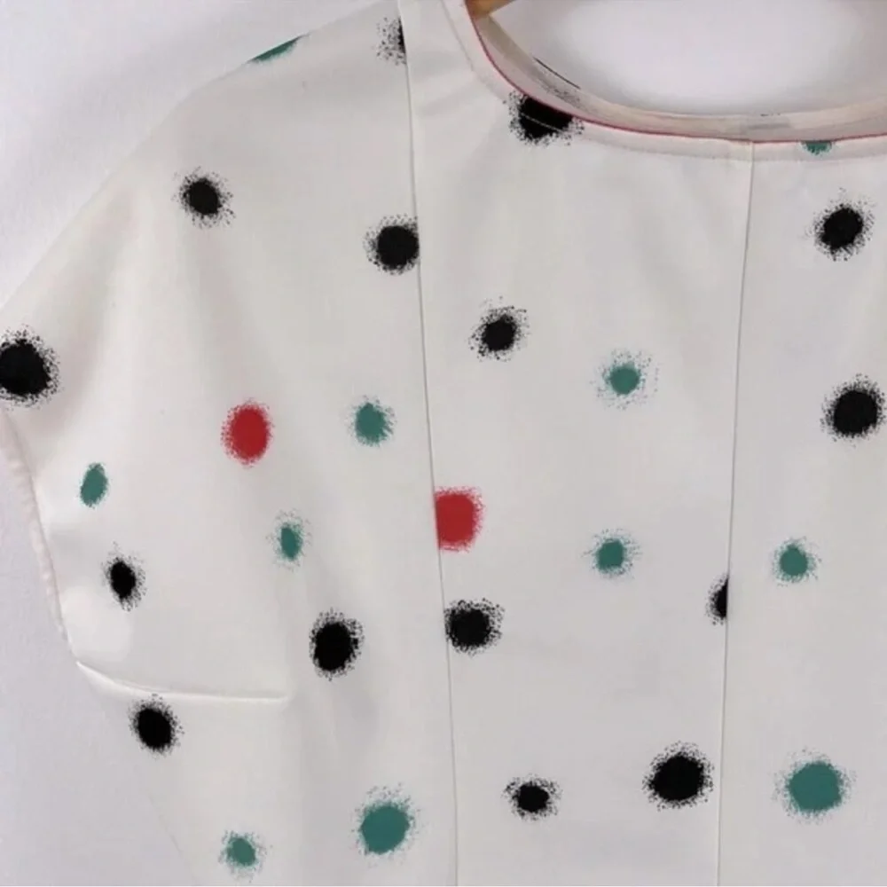 Emporio Armani Mulberry Silk Multi Colour Spotted Blouse Womens Size 42 - Picture 7 of 13